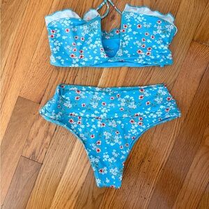 Frankie’s Bikinis High Waisted Bikini Set